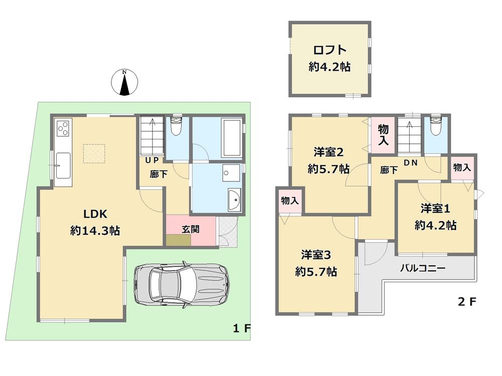 Floor plan. 24,800,000 yen, 3LDK, Land area 67.96 sq m , Building area 75.98 sq m