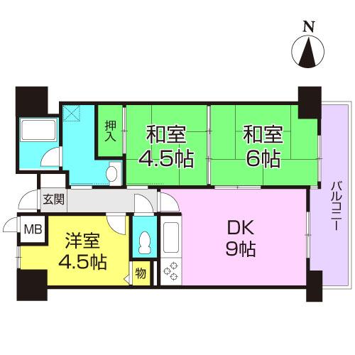 Floor plan. 3DK, Price 10.8 million yen, Footprint 49.5 sq m , Balcony area 8.54 sq m