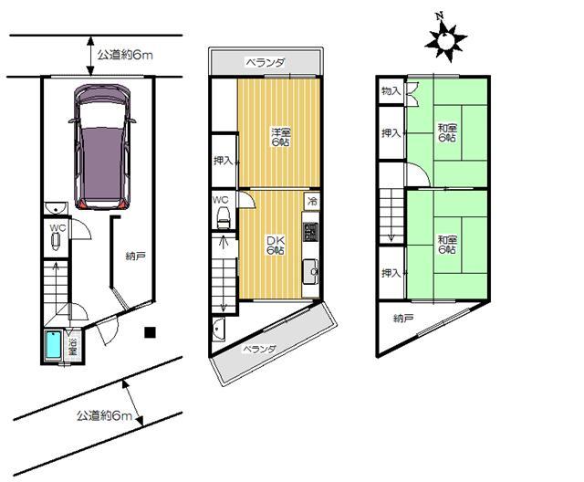 Floor plan. 8.9 million yen, 3DK + S (storeroom), Land area 38.74 sq m , Building area 82.11 sq m