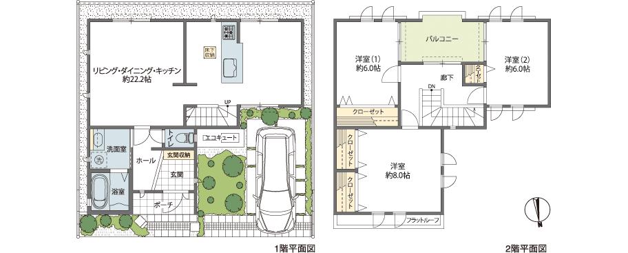 Floor plan. (58 No. land), Price 44,800,000 yen, 3LDK, Land area 100.02 sq m , Building area 101.84 sq m