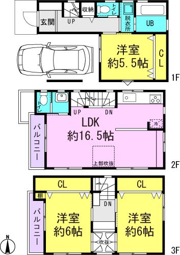 Floor plan. 29,800,000 yen, 3LDK, Land area 52.39 sq m , Building area 94.56 sq m