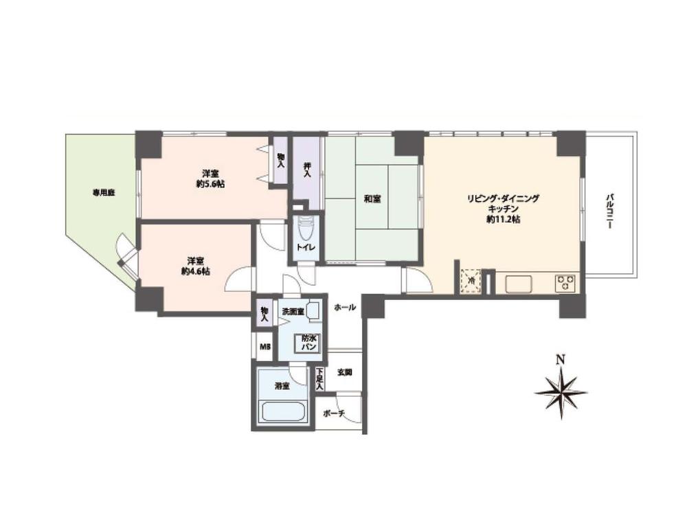 Floor plan. 3LDK, Price 15.8 million yen, Occupied area 65.74 sq m , Balcony area 6 sq m Hankyu is located from "Mukonoso" station of the 8-minute walk 1