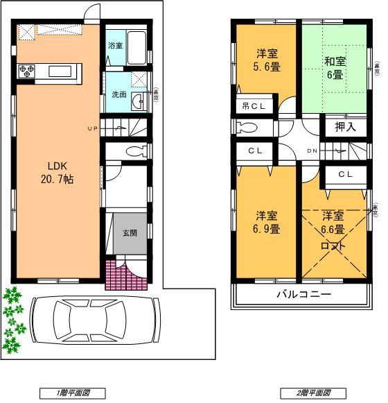 Building plan example (No. 8 locations), Building area 101.34 sq m , Land area 93.94 sq m