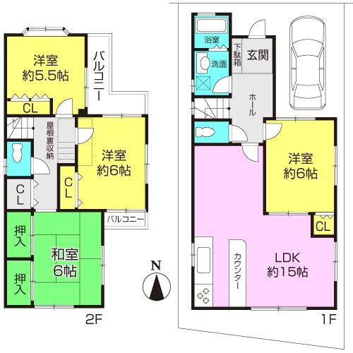 Floor plan. 20.8 million yen, 4LDK, Land area 86.41 sq m , Building area 92.33 sq m