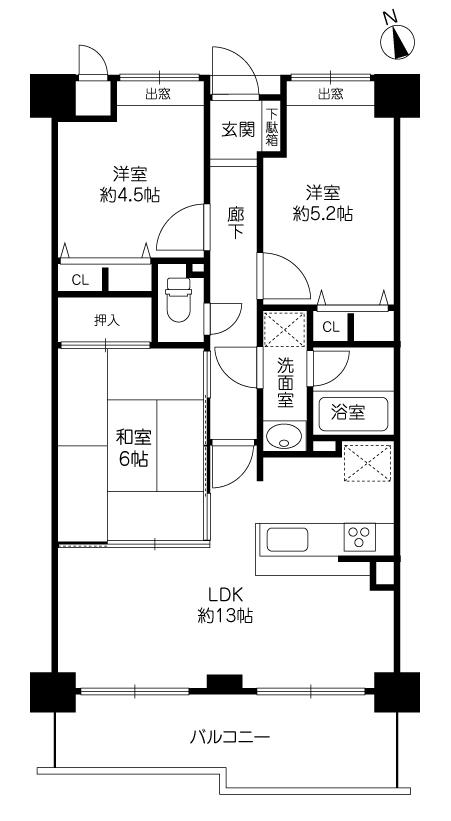 Floor plan. 3LDK, Price 18,800,000 yen, Occupied area 63.01 sq m , Balcony area 10.09 sq m 3LDK occupied area 63.01 sq m balcony area 10.09 sq m