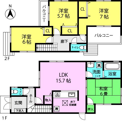 Floor plan. 33,300,000 yen, 4LDK, Land area 102.01 sq m , Building area 94.76 sq m