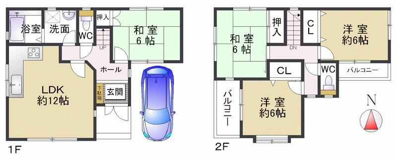 Floor plan. 19,800,000 yen, 4LDK, Land area 76.14 sq m , Building area 86.55 sq m