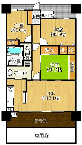 Floor plan. 3LDK, Price 21.9 million yen, Occupied area 71.82 sq m