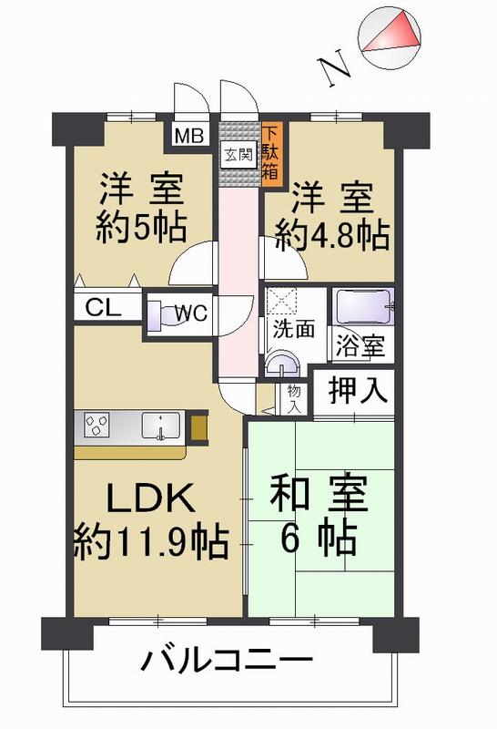Floor plan. 3LDK, Price 12.8 million yen, Footprint 60.3 sq m , Since balcony area 10.26 sq m renovation, You can immediately you live