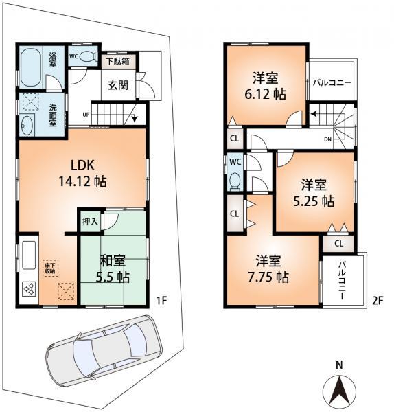 Floor plan. 29 million yen, 4LDK, Land area 83.34 sq m , Building area 88.48 sq m floor plan