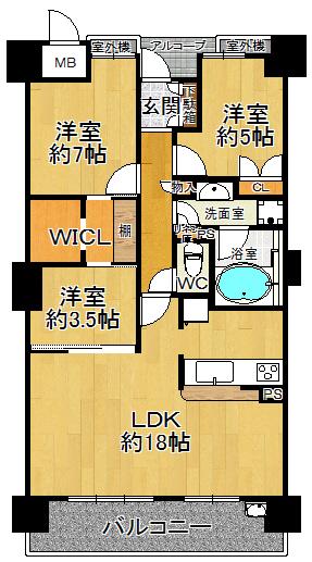 Floor plan. 2LDK + S (storeroom), Price 47,800,000 yen, Occupied area 75.91 sq m , Balcony area 12.15 sq m