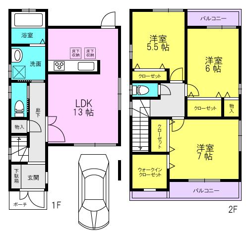 Floor plan. 24,800,000 yen, 3LDK, Land area 76.89 sq m , Building area 94.07 sq m