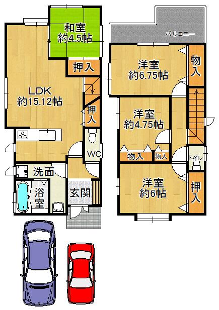 Floor plan. 33,800,000 yen, 4LDK, Land area 102.17 sq m , Building area 92.94 sq m