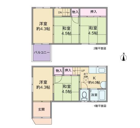 Floor plan. 8.8 million yen, 5K, Land area 41.44 sq m , Building area 40.89 sq m