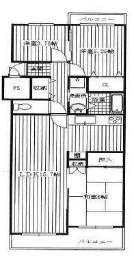 Floor plan. 3LDK, Price 11.8 million yen, Occupied area 64.59 sq m , Balcony area 10.19 sq m two-sided balcony. Heisei 25 September interior renovation completed.