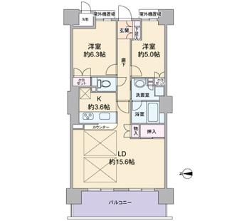 Floor plan. 2LDK, Price 27,700,000 yen, Occupied area 68.17 sq m , Balcony area 10.98 sq m floor plan