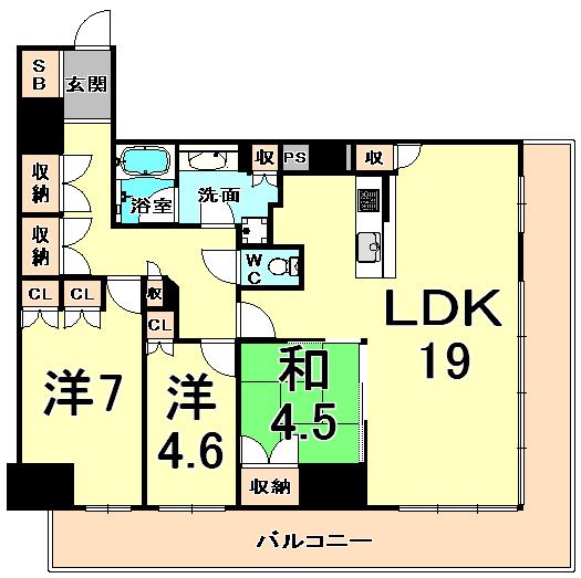 Floor plan. 3LDK, Price 37,800,000 yen, Footprint 85 sq m , Balcony area 25.98 sq m