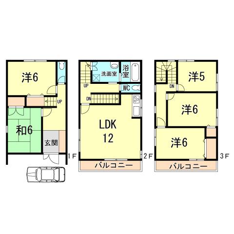 Floor plan. 28.8 million yen, 5LDK, Land area 64.65 sq m , Building area 104.36 sq m