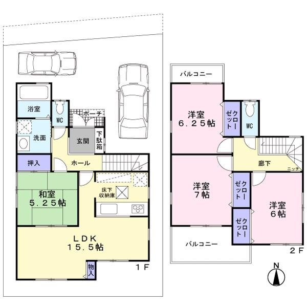 Floor plan. 26,800,000 yen, 4LDK, Land area 105.91 sq m , Building area 95.57 sq m