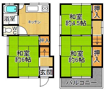 Floor plan. 9.8 million yen, 3DK, Land area 36.37 sq m , Building area 44.36 sq m