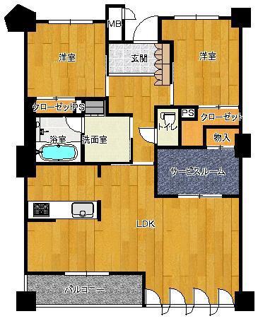 Floor plan. 2LDK + S (storeroom), Price 34,900,000 yen, Occupied area 89.16 sq m , Balcony area 6.8 sq m