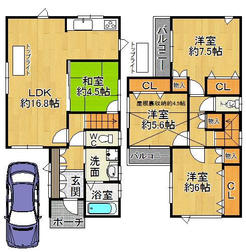 Floor plan. 33,800,000 yen, 4LDK, Land area 93.19 sq m , Building area 99.98 sq m