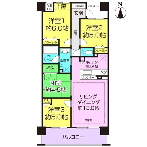 Floor plan. 4LDK, Price 25,800,000 yen, Occupied area 78.01 sq m , Balcony area 11.79 sq m