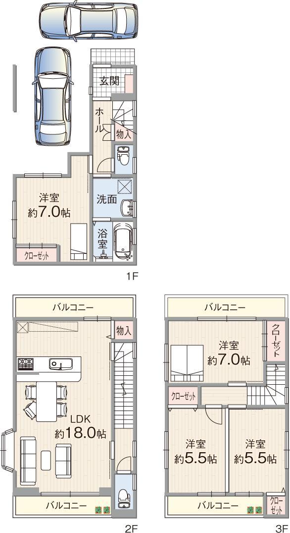 Floor plan. (Home Forest Higashisonoda Town), Price 31,800,000 yen, 4LDK, Land area 68.05 sq m , Building area 119.78 sq m