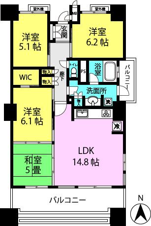 Floor plan. 4LDK, Price 38 million yen, Occupied area 82.36 sq m , Balcony area 13.99 sq m