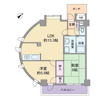 Floor plan. 2LDK, Price 8.8 million yen, Occupied area 53.42 sq m , Balcony area 6.05 sq m floor plan