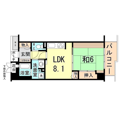 Floor plan. 1LDK, Price 14.8 million yen, Occupied area 43.66 sq m , Balcony area 5.56 sq m