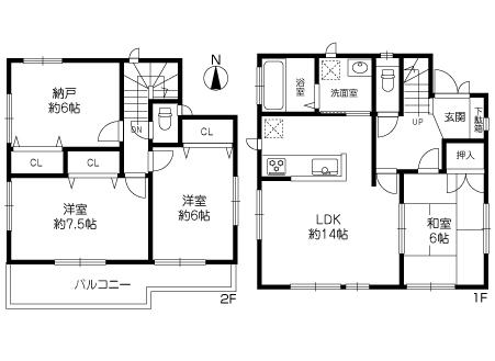 Floor plan. 30,800,000 yen, 3LDK + S (storeroom), Land area 118.05 sq m , Building area 93.57 sq m