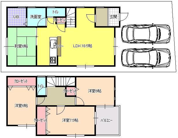 Floor plan. (No. 3 locations), Price 28,700,000 yen, 4LDK, Land area 103.66 sq m , Building area 100.53 sq m