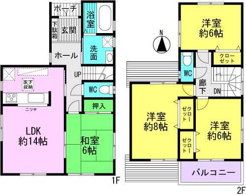 Floor plan. 33,800,000 yen, 4LDK, Land area 100.16 sq m , Building area 95.58 sq m