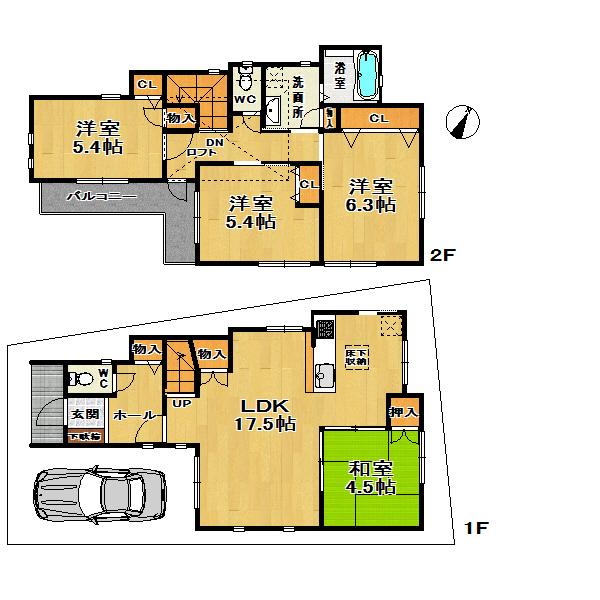 Floor plan. 37,800,000 yen, 4LDK, Land area 84.84 sq m , Building area 94.86 sq m