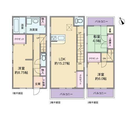 Floor plan. 21 million yen, 3LDK, Land area 53.44 sq m , Building area 86.22 sq m floor plan