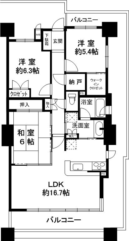 Floor plan. 3LDK, Price 23.8 million yen, Occupied area 79.19 sq m , Balcony area 35.32 sq m