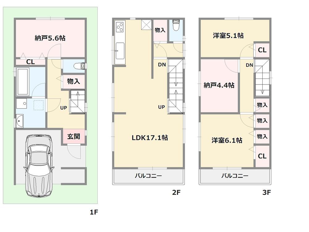 Floor plan. (No. 2 land plan), Price 30,800,000 yen, 3LDK+S, Land area 76.01 sq m , Building area 109.92 sq m