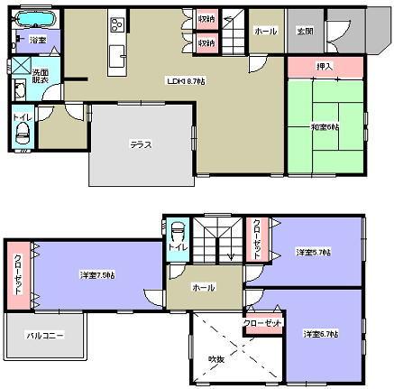 Building plan example (floor plan). Building plan example (No. 1 place) Building Price     17,570,000 yen, Building area 111.78  sq m