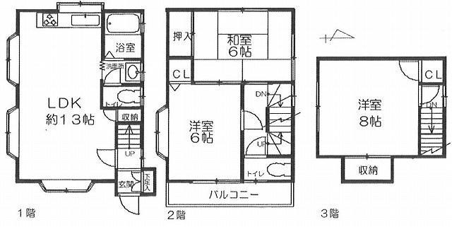 Floor plan. 9 million yen, 3LDK, Land area 56.01 sq m , Building area 75.5 sq m