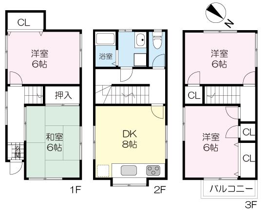 Floor plan. 16.8 million yen, 4DK, Land area 54.5 sq m , Building area 78.57 sq m