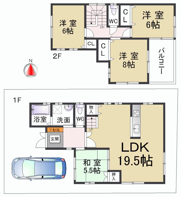 Floor plan. 37,800,000 yen, 4LDK, Land area 101.55 sq m , Building area 98.82 sq m of floor plan here is a reference plan. While looking at the model house is the property of the free plan to be considered a floor plan. 