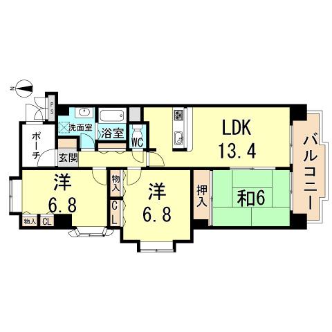 Floor plan. 3LDK, Price 17.3 million yen, Occupied area 73.16 sq m , Balcony area 7.66 sq m