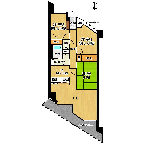Floor plan. 3LDK, Price 13.8 million yen, Occupied area 67.73 sq m , Floor plan of the balcony area 10.71 sq m counter kitchen type