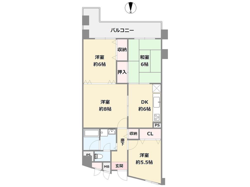 Floor plan. 4DK, Price 8.5 million yen, Footprint 71 sq m , The often balcony area 9.99 sq m 4DK and the number of rooms is characterized by floor plan. Heisei Cross to 17 April, It was reform tatami, etc..