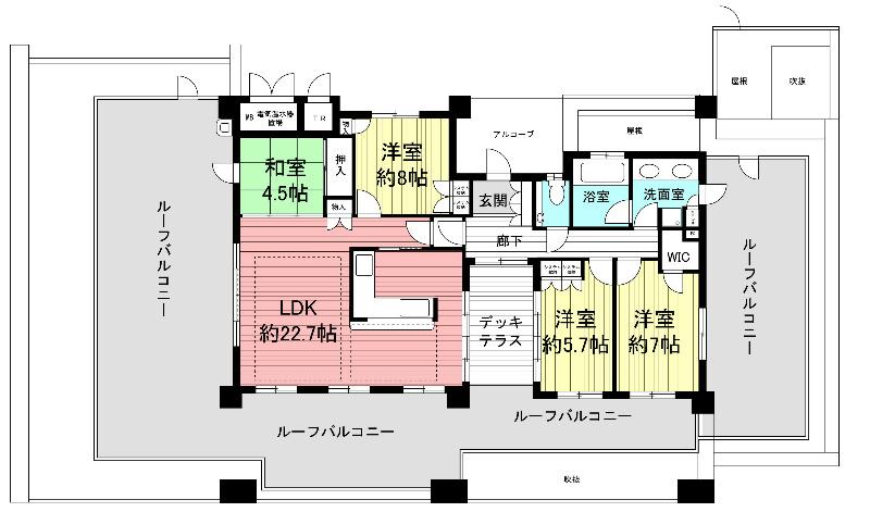 Floor plan. 4LDK, Price 54,800,000 yen, Footprint 105.66 sq m