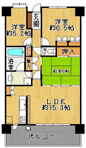 Floor plan. 3LDK, Price 26,800,000 yen, Occupied area 73.08 sq m , Balcony area 14.48 sq m