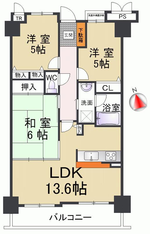 Floor plan. It is south-facing 3LDK of high-rise 11 floor Each room spacious With counter kitchen Very beautiful is been completely renovated