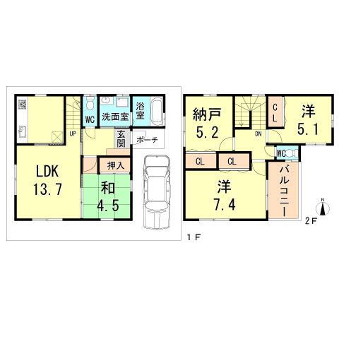 Floor plan. 37,800,000 yen, 3LDK+S, Land area 80 sq m , Building area 88.34 sq m