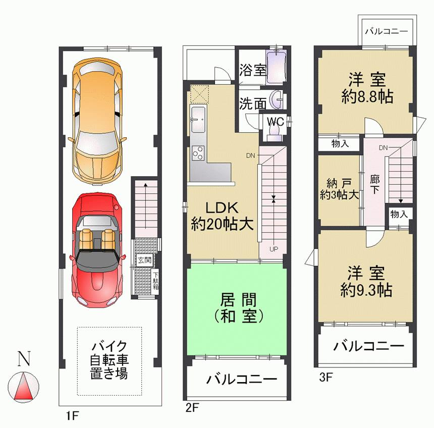 Floor plan. 25,800,000 yen, 2LDK + S (storeroom), Land area 74.77 sq m , It is a building area of ​​119.77 sq m south-facing bright house